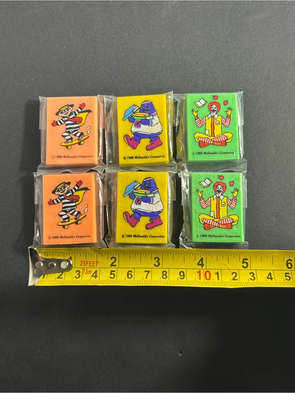 6 Vintage McDonald's Ronald McDonald, The Hamburglar & Grimace Eraser Set - Picture 2 of 4